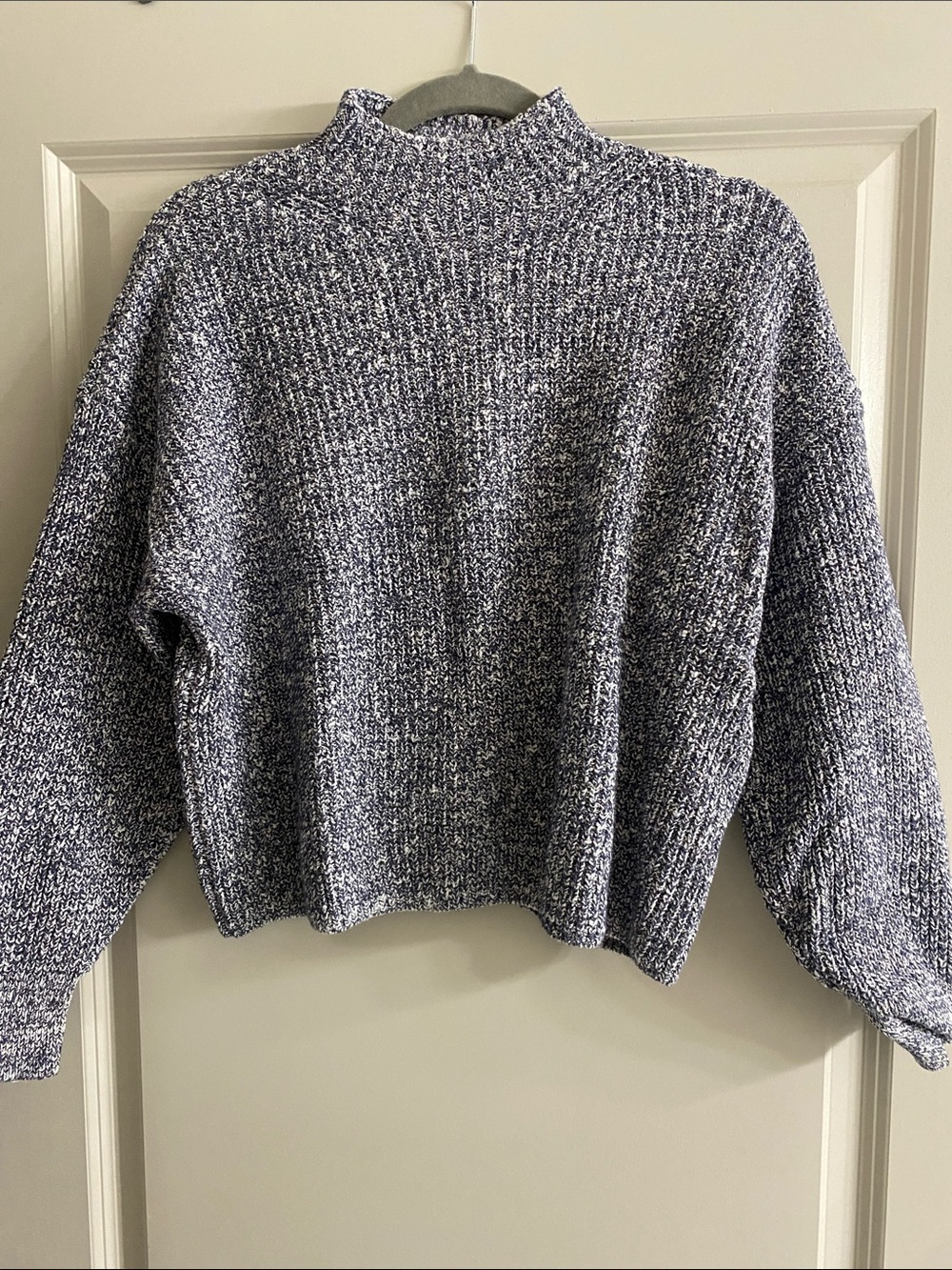 Old Navy Cozy Marled Mock Neck Sweater - Navy/White